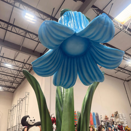 Giant Blue Flower on Metal Plate Statue LM Treasures - T