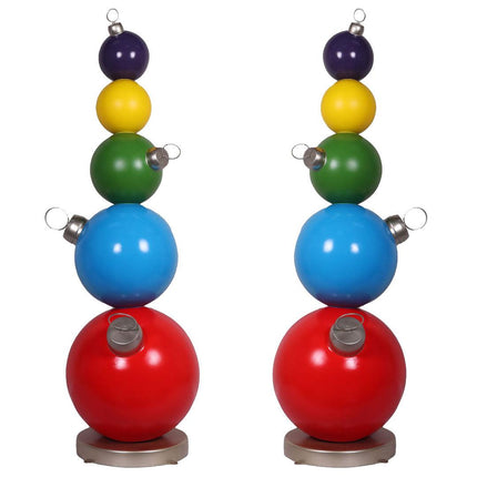 Stacked Colored Christmas Ornaments Statues Set of 2 - LM Treasures 