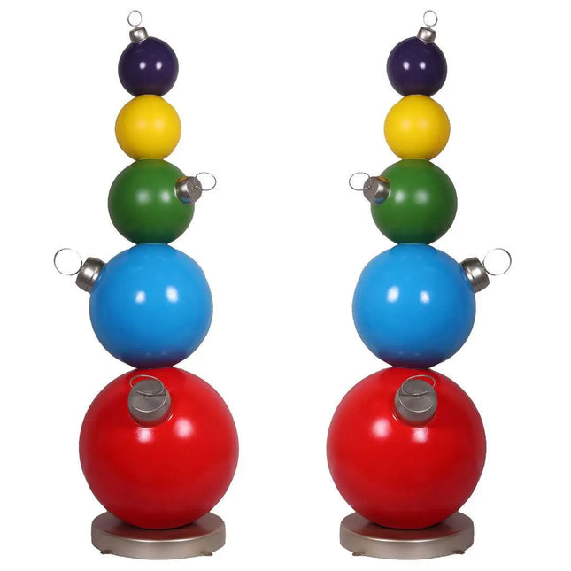 Stacked Colored Christmas Ornaments Statues Set of 2 - LM Treasures