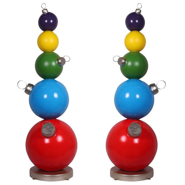 Stacked Colored Christmas Ornaments Statues Set of 2 - LM Treasures 