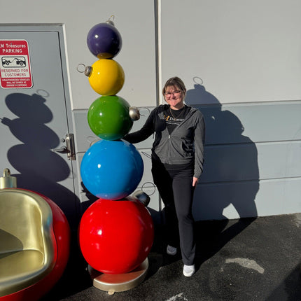 Stacked Colored Christmas Ornaments Statue