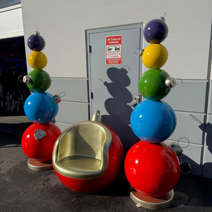 Stacked Colored Christmas Ornaments Statue
