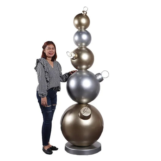 Stacked Christmas Ornaments Over Sized Statues Set of 2 - LM Treasures