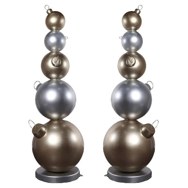 Stacked Christmas Ornaments Over Sized Statues Set of 2 - LM Treasures