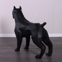 Black Cubism Pitbull Faceta Life Size Statue - LM Treasures 