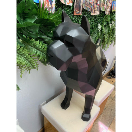 Black Cubism Pitbull Faceta Life Size Statue - LM Treasures 