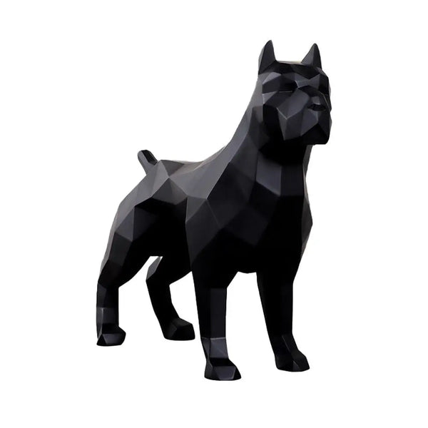 Pitbull Black Cubism Faceta Life Size Dog Statue | LM Treasures