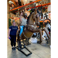 Cowboy On Rearing Horse Life Size Statue - LM Treasures 