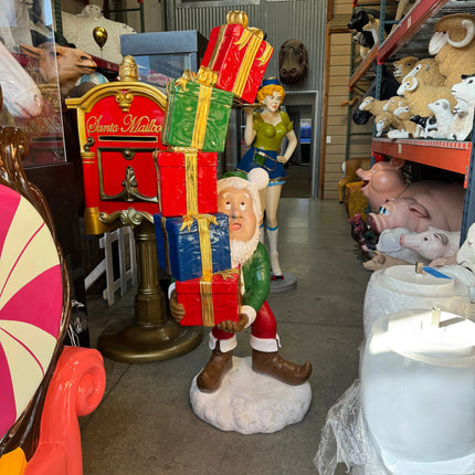 Elf With Stack Of Gifts Over Sized Statue LM Treasures - H