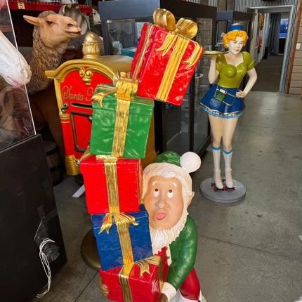 Elf With Stack Of Gifts Over Sized Statue LM Treasures - H