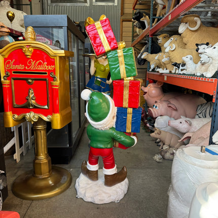 Elf With Stack Of Gifts Over Sized Statue LM Treasures - H