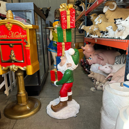 Elf With Stack Of Gifts Over Sized Statue LM Treasures - H
