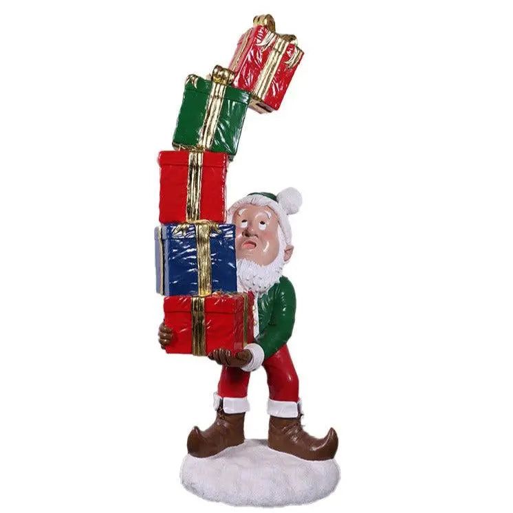 Elf With Stack Of Gifts Over Sized Statue – LM Treasures