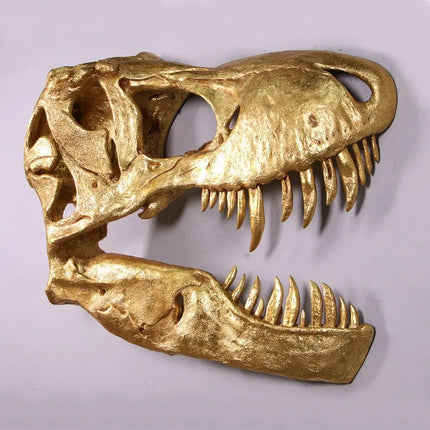 Gold Leaf T-Rex Dinosaur Skull Wall Decor Life Size Statue LM Treasures - H