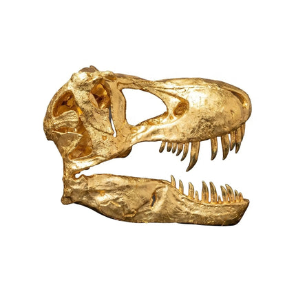 Gold Leaf T-Rex Dinosaur Skull Wall Decor Life Size Statue
