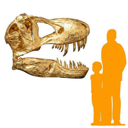 Gold Leaf T-Rex Dinosaur Skull Wall Decor Life Size Statue