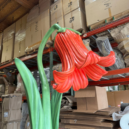 Giant Red Flower in Planter Statue LM Treasures - T