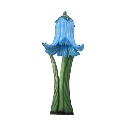 Giant Blue Flower on Metal Plate Statue