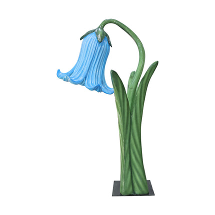 Giant Blue Flower on Metal Plate Statue