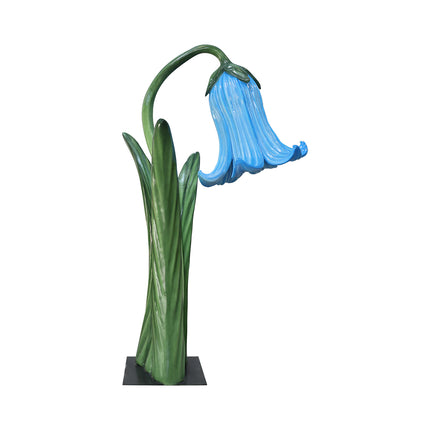 Giant Blue Flower on Metal Plate Statue