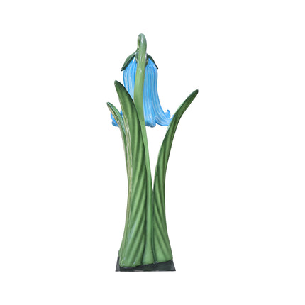 Giant Blue Flower on Metal Plate Statue