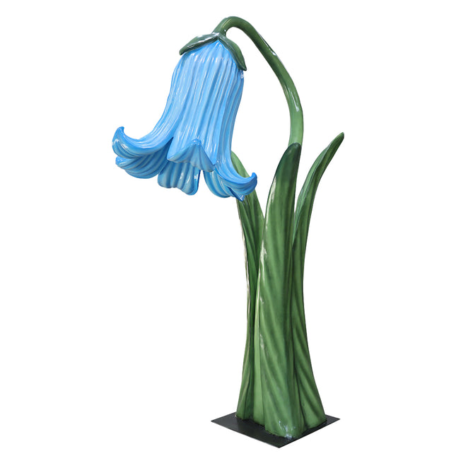 Giant Blue Flower on Metal Plate Statue