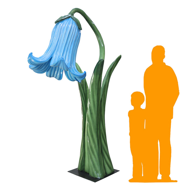 Giant Blue Flower on Metal Plate Statue