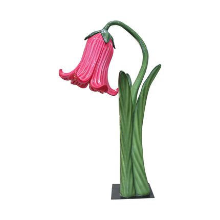 Giant Pink Flower on Metal Plate Statue