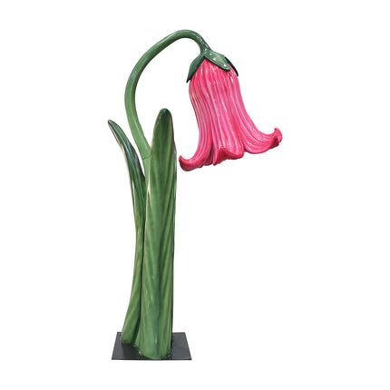 Giant Pink Flower on Metal Plate Statue