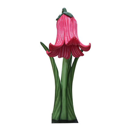 Giant Pink Flower on Metal Plate Statue