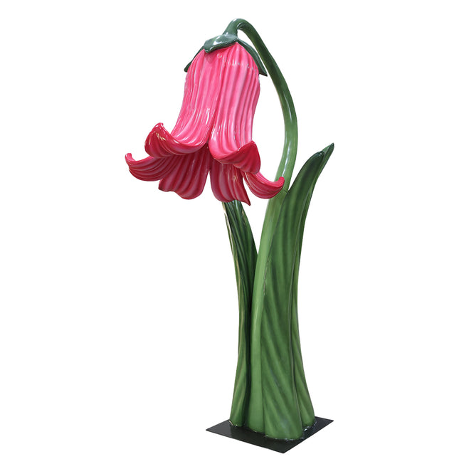 Giant Pink Flower on Metal Plate Statue