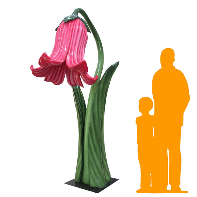 Giant Pink Flower on Metal Plate Statue