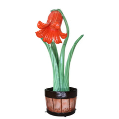 Giant Red Flower in Planter Statue LM Treasures - T
