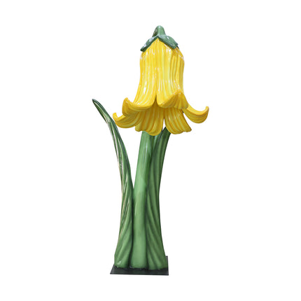 Giant Yellow Flower on Metal Plate Statue