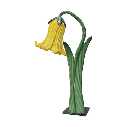 Giant Yellow Flower on Metal Plate Statue