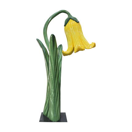 Giant Yellow Flower on Metal Plate Statue