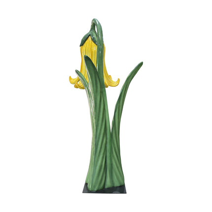 Giant Yellow Flower on Metal Plate Statue