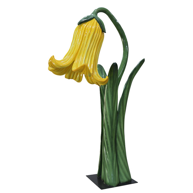 Giant Yellow Flower on Metal Plate Statue