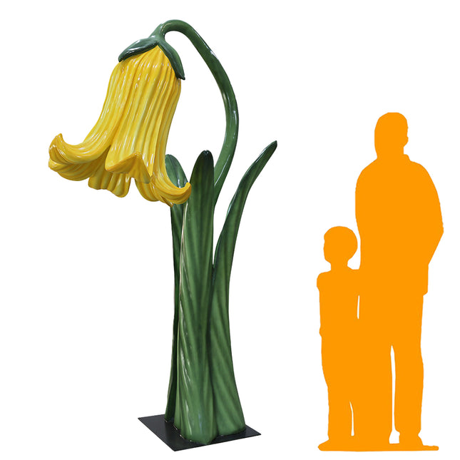 Giant Yellow Flower on Metal Plate Statue