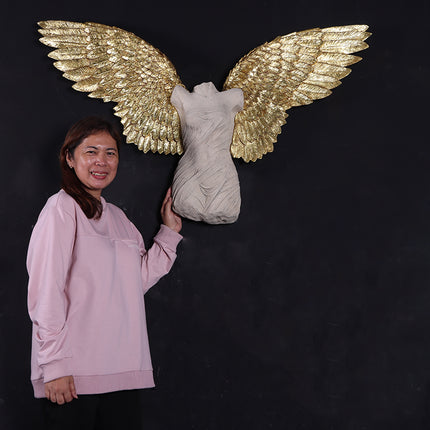 Small Female Angel Wings Wall Decor Statue