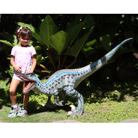 Blue Velociraptor Baby Dinosaur Life Size Statue - LM Treasures 