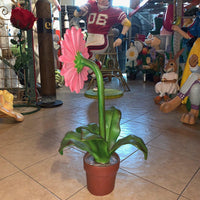 Small Pink Daisy In Pot Flower Statue - LM Treasures 