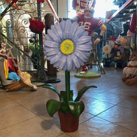 Small Purple Daisy In Pot Flower Statue - LM Treasures 