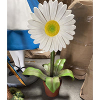 Small White Daisy In Pot Flower Statue - LM Treasures 
