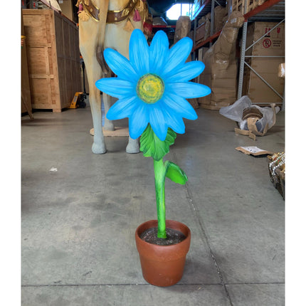 Small Blue Sunflower In Pot Flower Statue LM Treasures - A