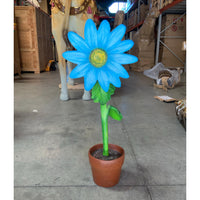 Small Blue Sunflower In Pot Flower Statue - LM Treasures 