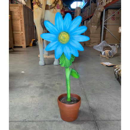 Small Blue Sunflower In Pot Flower Statue - LM Treasures 