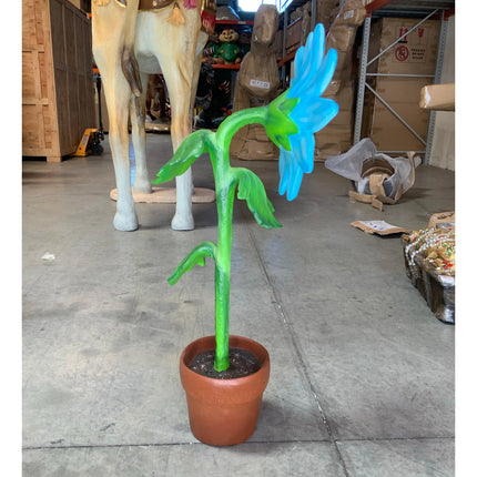 Small Blue Sunflower In Pot Flower Statue LM Treasures - A