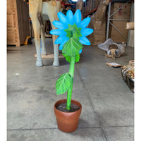 Small Blue Sunflower In Pot Flower Statue - LM Treasures 