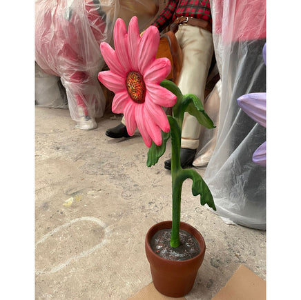 Small Pink Sunflower In Pot Flower Statue - LM Treasures 